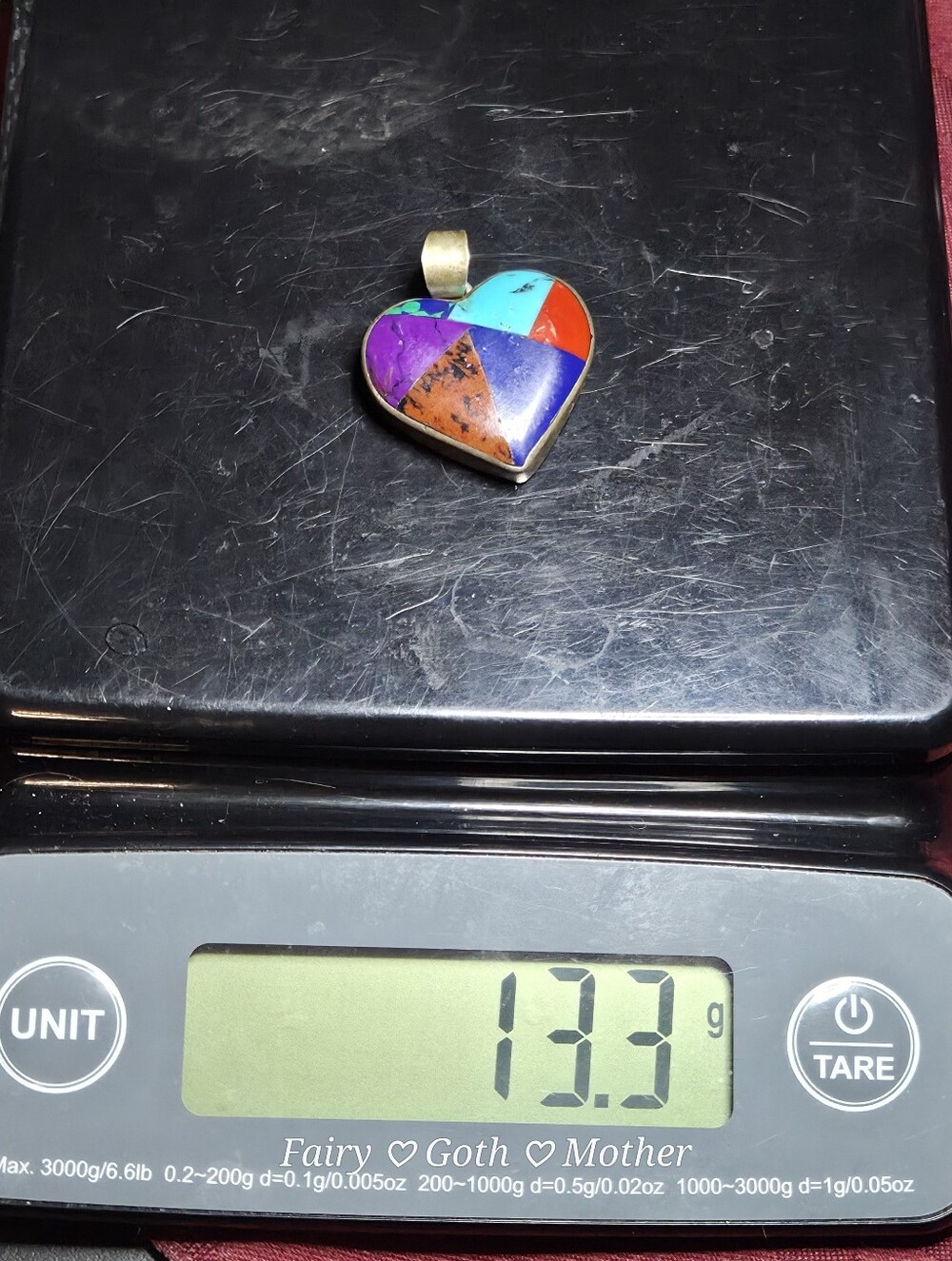 VTG Taxco Mexico 925 Sterling Silver Multi Stone Inlay Patchwork Heart Pendant - Picture 12 of 12